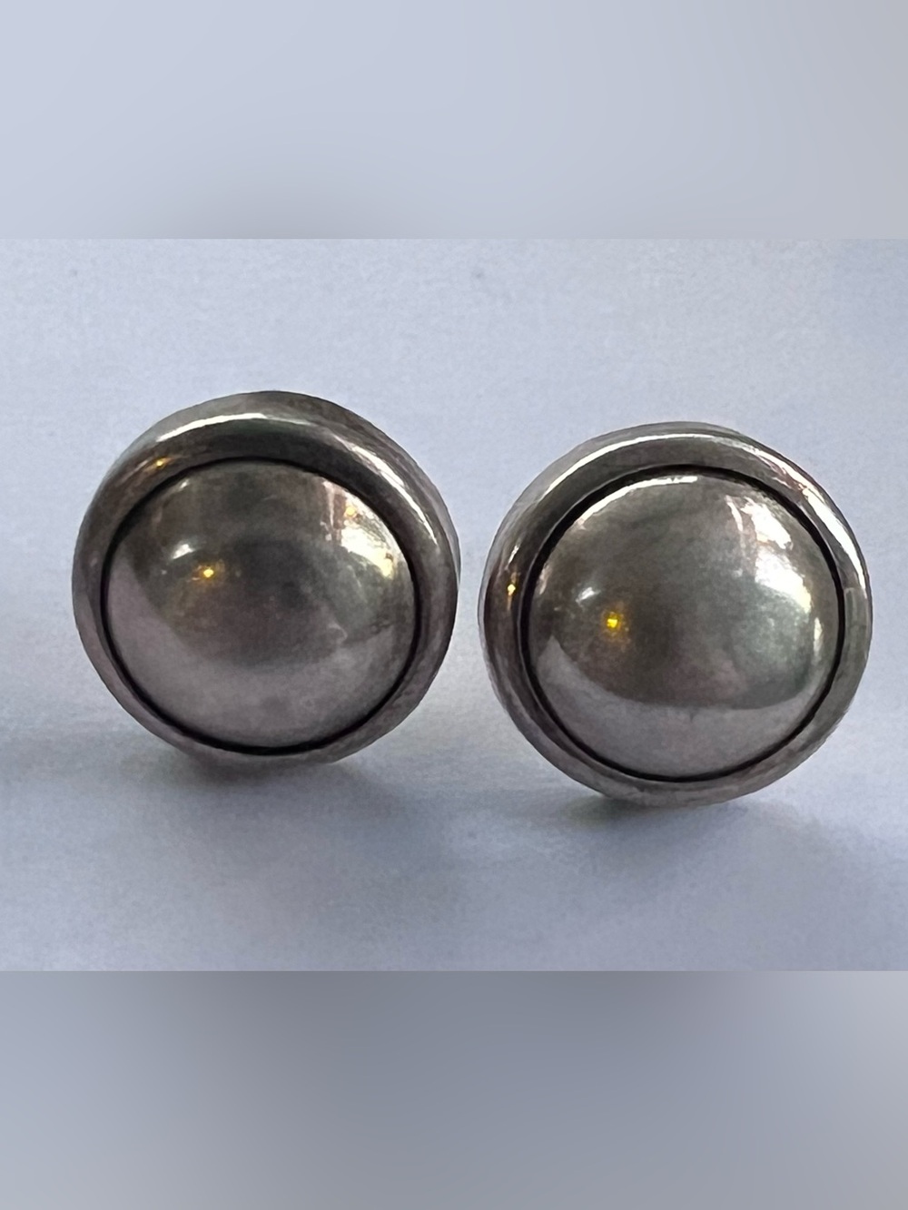 ATI 925 Mexico silver stud vintage pierced earrings circle dome classic vintage
